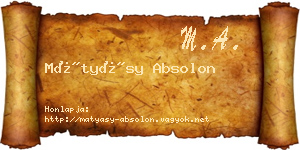 Mátyásy Absolon névjegykártya